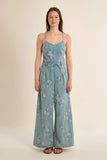 Floral Denim Jumpsuit