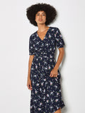 Navy Floral Midi Dress