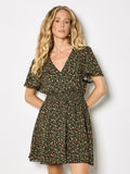 Gold Foil Printed Mini Dress