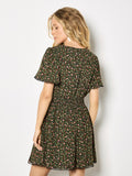 Gold Foil Printed Mini Dress