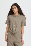 Linen Front Tie Blouse