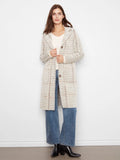 Long Plaid Knit Coatigan