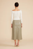 Sage Faux Leather Midi Skirt