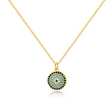 Blue Round Evil Eye Necklace