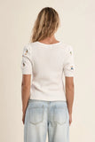 Pearl & Embroidery Top