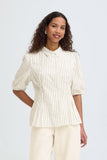 Pleated Stripe Blouse
