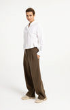 Pleated Barrel Leg Trouser