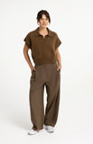 Pleated Barrel Leg Trouser