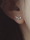 SS Leaf CZ Stud Earrings