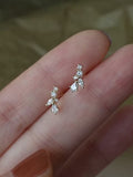 SS Leaf CZ Stud Earrings