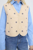 Cropped Embroidered Knit Vest