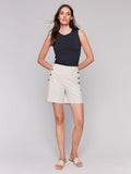 Linen Blend Button Shorts