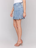 Scalloped Hem Denim Skirt