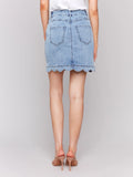 Scalloped Hem Denim Skirt