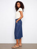 Cropped Stretch Denim Palazzo Pants