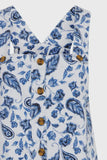 Printed Denim Overall Dress