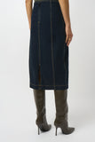 Stretch Denim Paneled Pencil Skirt