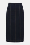 Stretch Denim Paneled Pencil Skirt