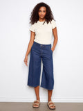 Cropped Stretch Denim Palazzo Pants