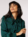Geometric Tie Neck Satin Shirt