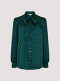 Geometric Tie Neck Satin Shirt