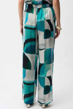 Geometric Print Wide Leg Pull-On Pants