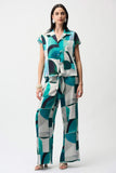 Geometric Print Wide Leg Pull-On Pants