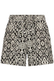Geometric Print Linen Shorts