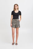 Geometric Print Linen Shorts