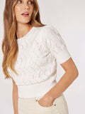 Pointelle Cropped Knit Top