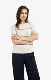 Fuzzy Stripe Cotton Sweater
