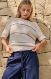 Fuzzy Stripe Cotton Sweater