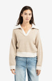 Contrast Collar Trim Sweater