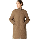 Long Padded Quilt Jacket in Mocca