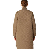 Long Padded Quilt Jacket in Mocca