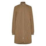 Long Padded Quilt Jacket in Mocca
