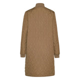 Long Padded Quilt Jacket in Mocca