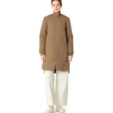 Long Padded Quilt Jacket in Mocca