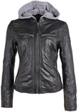 Nola Leather Jacket With Hood
