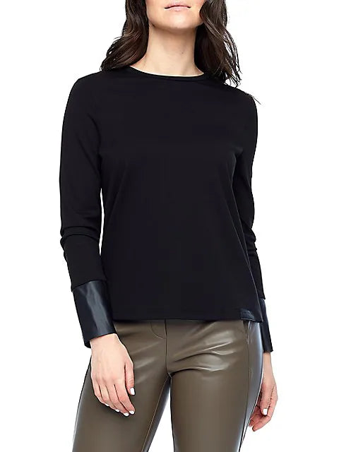 Long Sleeves Pleather Cuff Top