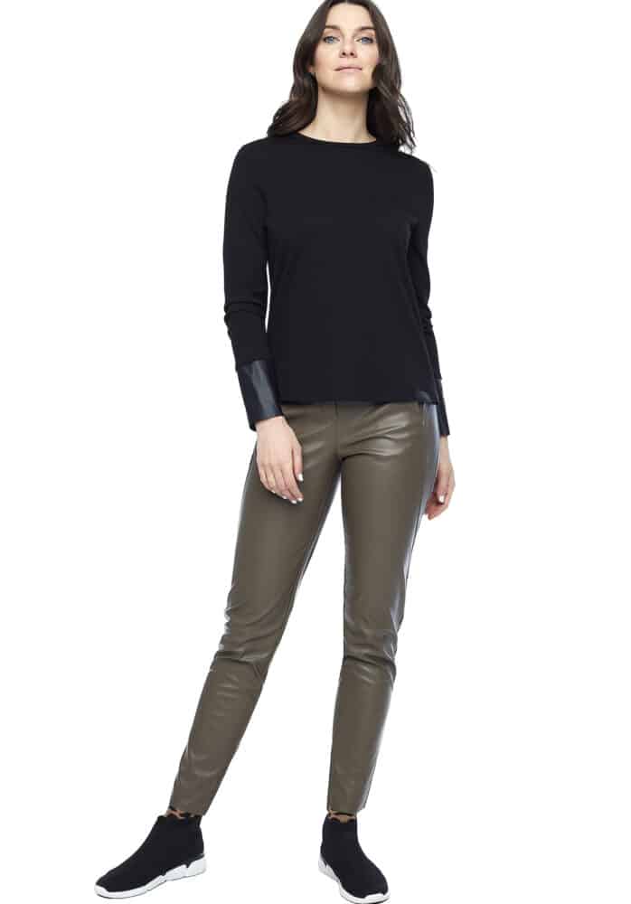 Long Sleeves Pleather Cuff Top