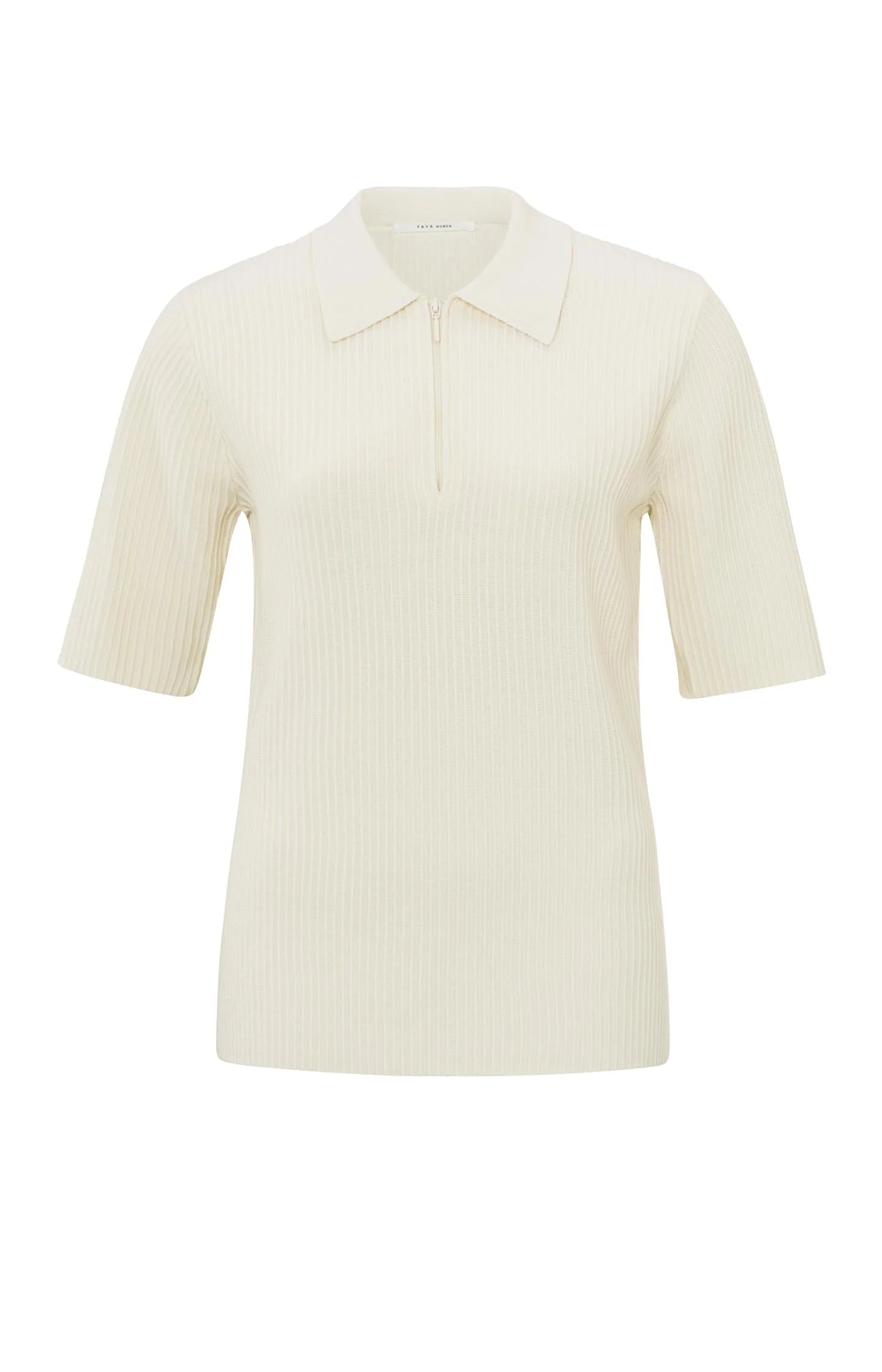 Ribbed Polo With Zipper