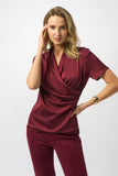 Recycled Satin And Silky Knit Wrap Top