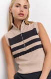 Sleeveless Clock Stripe Sweater