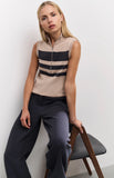 Sleeveless Clock Stripe Sweater