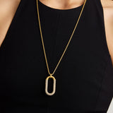 Solene Pave Long Pendant Necklace