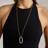 Solene Pave Long Pendant Necklace