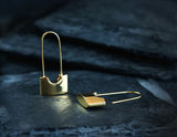 Gold Padlock Earrings