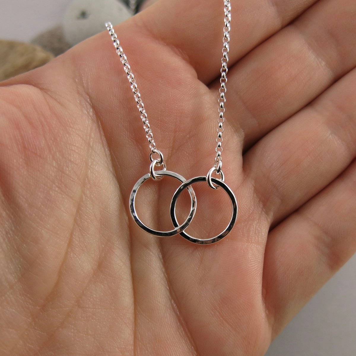 Embrace Necklace • Hammered Sterling Silver and Gold Filled Circles