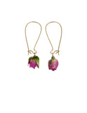 Purple Rose Bud Drop Earrings